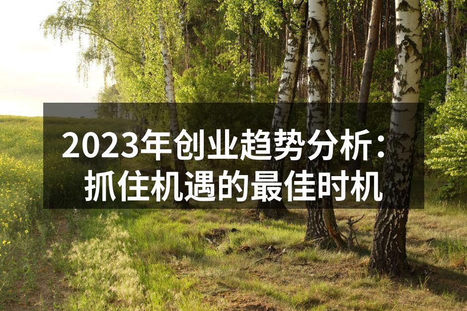 2023年创业趋势分析：抓住机遇的最佳时机